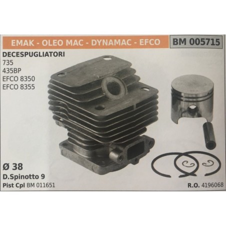 CILINDRO COMPLETO DI PISTONE E SEGMENTI BRUMAR  EMAK  OLEO MAC  DYNAMAC  EFCO DECESPUGLIATORI 735 435BP EFCO 8350 EFCO 8355