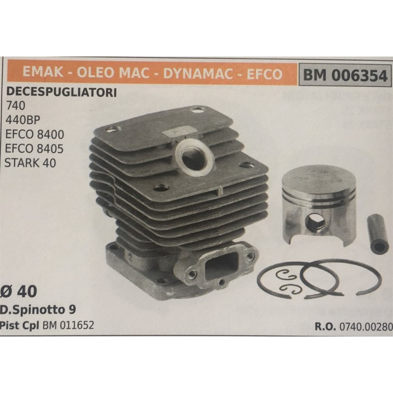 CILINDRO COMPLETO DI PISTONE E SEGMENTI BRUMAR  EMAK  OLEO MAC  DYNAMAC  EFCO DECESPUGLIATORI 740 440BP EFCO 8400 EFCO 8405 STA