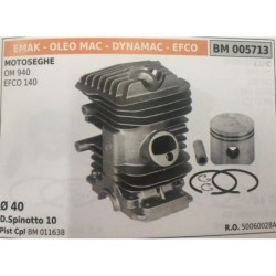 CILINDRO COMPLETO DI PISTONE E SEGMENTI BRUMAR  EMAK  OLEO MAC  DYNAMAC  EFCO MOTOSEGHE OM 940 EFCO 140    Ø 40 DSpinotto 10 Pi