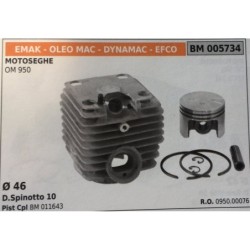 CILINDRO COMPLETO DI PISTONE E SEGMENTI BRUMAR  EMAK  OLEO MAC  DYNAMAC  EFCO MOTOSEGHE OM 950    Ø 46 DSpinotto 10 Pist Cpl BM
