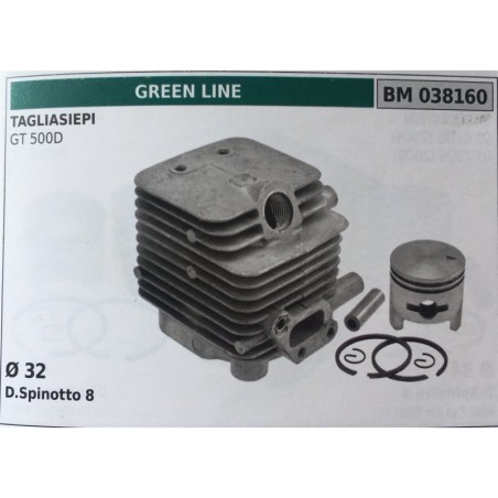 CILINDRO COMPLETO DI PISTONE E SEGMENTI BRUMAR  GREEN LINE TAGLIASIEPI GT 500D    Ø 32 DSpinotto 8