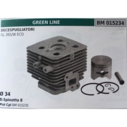 CILINDRO COMPLETO DI PISTONE E SEGMENTI BRUMAR  GREEN LINE DECESPUGLIATORI GL 26SW ECO    Ø 34 DSpinotto 8