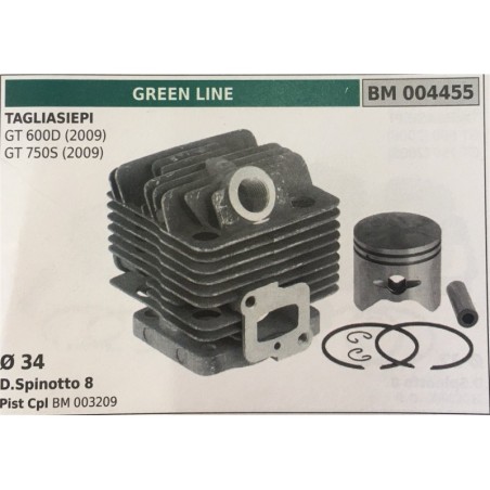 CILINDRO COMPLETO DI PISTONE E SEGMENTI BRUMAR  GREEN LINE TAGLIASIEPI GT 600D (2009) GT 750S (2009)    Ø 34 DSpinotto 8 Pist C