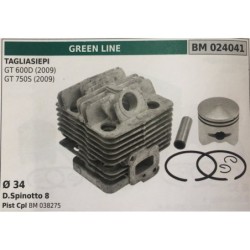 CILINDRO COMPLETO DI PISTONE E SEGMENTI BRUMAR  GREEN LINE TAGLIASIEPI GT 600D (2009) GT 750S (2009)    Ø 34 DSpinotto 8 Pist C