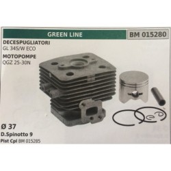 CILINDRO COMPLETO DI PISTONE E SEGMENTI BRUMAR  GREEN LINE DECESPUGLIATORI GL 34SW ECO MOTOPOMPE QGZ 2530N    Ø 37 DSpinotto 9