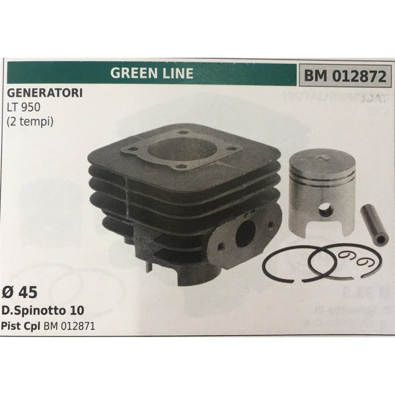 CILINDRO COMPLETO DI PISTONE E SEGMENTI BRUMAR  GREEN LINE GENERATORI LT 950 (2 tempi)    Ø 45 DSpinotto 10 Pist Cpl BM 018253