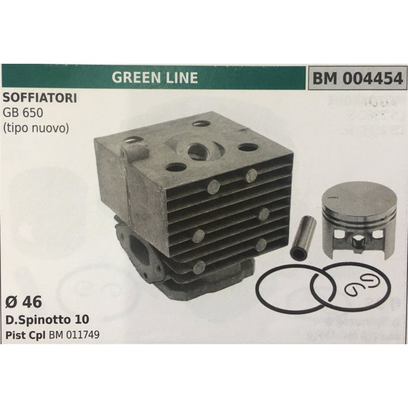 CILINDRO COMPLETO DI PISTONE E SEGMENTI BRUMAR  GREEN LINE SOFFIATORI GB 650 (tipo nuovo)    Ø 46 DSpinotto 10 Pist Cpl BM 0117