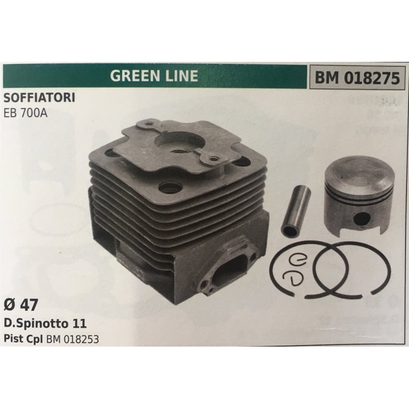 CILINDRO COMPLETO DI PISTONE E SEGMENTI BRUMAR  GREEN LINE SOFFIATORI EB 700A    Ø 47 DSpinotto 11 Pist Cpl BM 018253