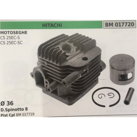 CILINDRO COMPLETO DI PISTONE E SEGMENTI BRUMAR  HITACHI MOTOSEGHE CS 25ECS CS 25ECSC    Ø 36 DSpinotto 8 Pist Cpl BM 017719