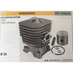 CILINDRO COMPLETO DI PISTONE E SEGMENTI BRUMAR  HUSQVARNA DECESPUGLIATORI 125R 125E (rifinitore)    Ø 35