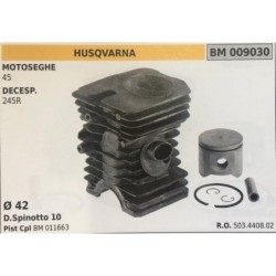 CILINDRO COMPLETO DI PISTONE E SEGMENTI BRUMAR  HUSQVARNA MOTOSEGHE 45 DECESPUGLIATORI 245R    Ø 42 DSpinotto 10 Pist Cpl BM 01