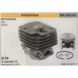 CILINDRO COMPLETO DI PISTONE E SEGMENTI BRUMAR  HUSQVARNA MOTOSEGHE 266 266XP    Ø 50 DSpinotto 12 Pist Cpl BM 011674