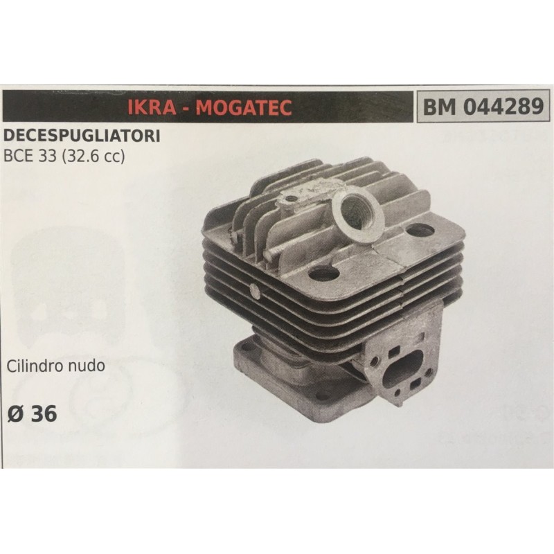 CILINDRO COMPLETO DI PISTONE E SEGMENTI BRUMAR  IKRA  MOGATEC DECESPUGLIATORI BCE 33 (326 cc)    Cilindro nudo  Ø 36