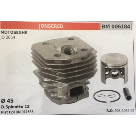 CILINDRO COMPLETO DI PISTONE E SEGMENTI BRUMAR  JONSERED MOTOSEGHE JO 2054    Ø 45 DSpinotto 12 Pist Cpl BM 011668