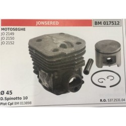 CILINDRO COMPLETO DI PISTONE E SEGMENTI BRUMAR  JONSERED MOTOSEGHE JO 2149 JO 2150 JO 2152    Ø 45 DSpinotto 10 Pist Cpl BM 013