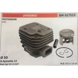 CILINDRO COMPLETO DI PISTONE E SEGMENTI BRUMAR  JONSERED MOTOSEGHE 670    Ø 50 DSpinotto 12 Pist Cpl BM 011687