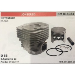 CILINDRO COMPLETO DI PISTONE E SEGMENTI BRUMAR  JONSERED MOTOSEGHE JO 2095    Ø 56 DSpinotto 13 Pist Cpl BM 013849