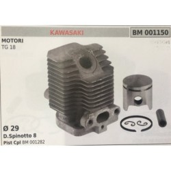 CILINDRO COMPLETO DI PISTONE E SEGMENTI BRUMAR  KAWASAKI MOTORI TG 18    Ø 29 DSpinotto 8 Pist Cpl BM 001282