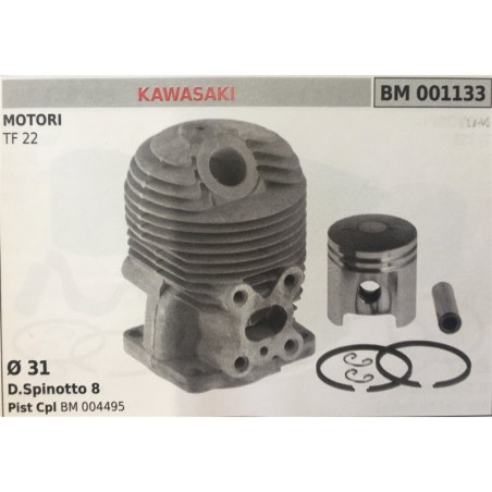 CILINDRO COMPLETO DI PISTONE E SEGMENTI BRUMAR  KAWASAKI MOTORI TF 22    Ø 31 DSpinotto 8 Pist Cpl BM 004495