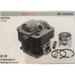 CILINDRO COMPLETO DI PISTONE E SEGMENTI BRUMAR  KAWASAKI MOTORI TH 23    Ø 32 DSpinotto 8 Pist Cpl BM 011693