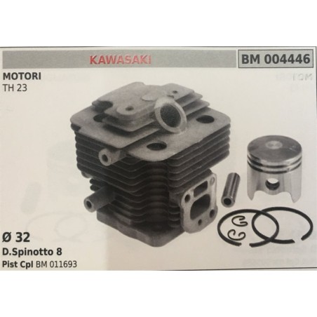 CILINDRO COMPLETO DI PISTONE E SEGMENTI BRUMAR  KAWASAKI MOTORI TH 23    Ø 32 DSpinotto 8 Pist Cpl BM 011693