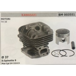 CILINDRO COMPLETO DI PISTONE E SEGMENTI BRUMAR  KAWASAKI MOTORI TH 34    Ø 37 DSpinotto 9 Pist Cpl BM 008424