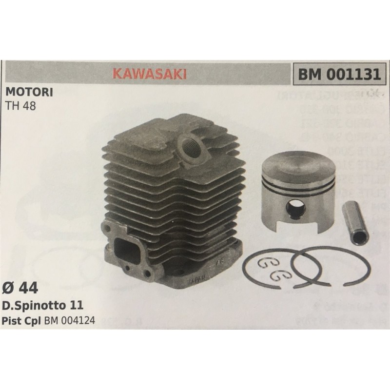 CILINDRO COMPLETO DI PISTONE E SEGMENTI BRUMAR  KAWASAKI MOTORI TH 48    Ø 44 DSpinotto 11 Pist Cpl BM 004124