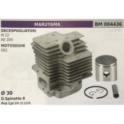 CILINDRO COMPLETO DI PISTONE E SEGMENTI BRUMAR  MARUYAMA DECESPUGLIATORI M 22 AE 200 MOTOSEGHE 062    Ø 30 DSpinotto 8 Pist Cpl