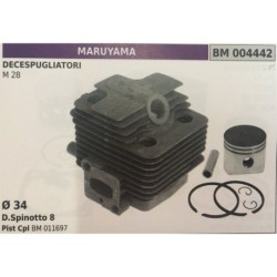 CILINDRO COMPLETO DI PISTONE E SEGMENTI BRUMAR  MARUYAMA DECESPUGLIATORI M 28    Ø 34 DSpinotto 8 Pist Cpl BM 011697