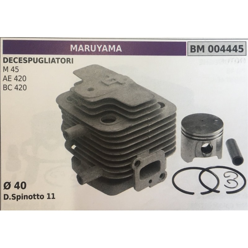 CILINDRO COMPLETO DI PISTONE E SEGMENTI BRUMAR  MARUYAMA DECESPUGLIATORI M 45 AE 420 BC 420    Ø 34 DSpinotto 8
