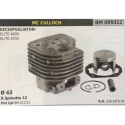 CILINDRO COMPLETO DI PISTONE E SEGMENTI BRUMAR  MC CULLOCH DECESPUGLIATORI ELITE 4600 ELITE 4700    Ø 43 DSpinotto 12 Pist Cpl