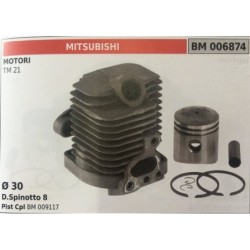 CILINDRO COMPLETO DI PISTONE E SEGMENTI BRUMAR  MITSUBISHI MOTORI TM 21    Ø 30 DSpinotto 8 Pist Cpl BM 009117