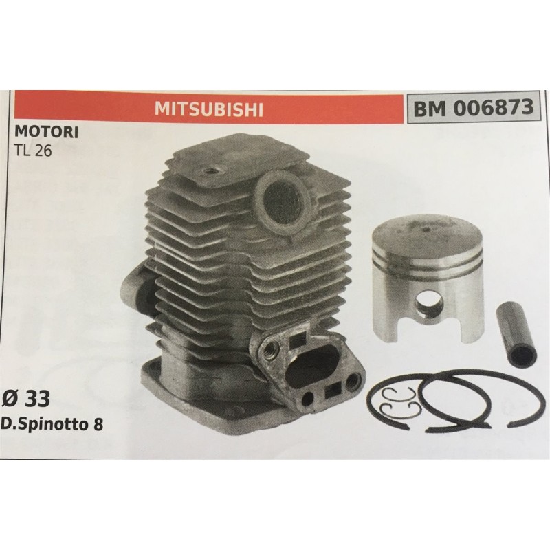 CILINDRO COMPLETO DI PISTONE E SEGMENTI BRUMAR  MITSUBISHI MOTORI TL 26    Ø 33 DSpinotto 8