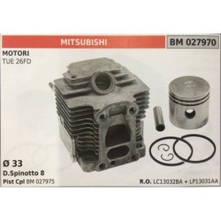 CILINDRO COMPLETO DI PISTONE E SEGMENTI BRUMAR  MITSUBISHI MOTORI TUE 26FD    Ø 33 DSpinotto 8 Pist Cpl BM 027975