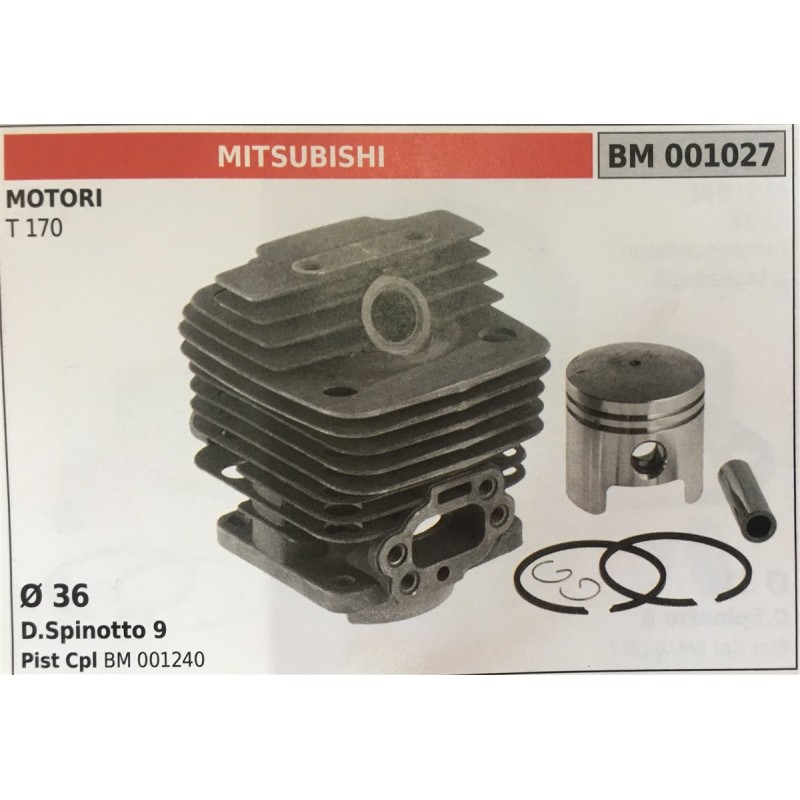CILINDRO COMPLETO DI PISTONE E SEGMENTI BRUMAR  MITSUBISHI MOTORI T 170    Ø 36 DSpinotto 9 Pist Cpl BM 001240