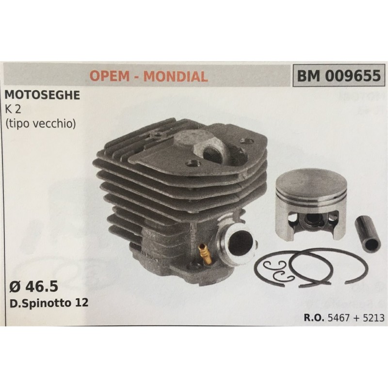 CILINDRO COMPLETO DI PISTONE E SEGMENTI BRUMAR  OPEM  MONDIAL MOTOSEGHE K 2 (tipo vecchio)    Ø 465 DSpinotto 12