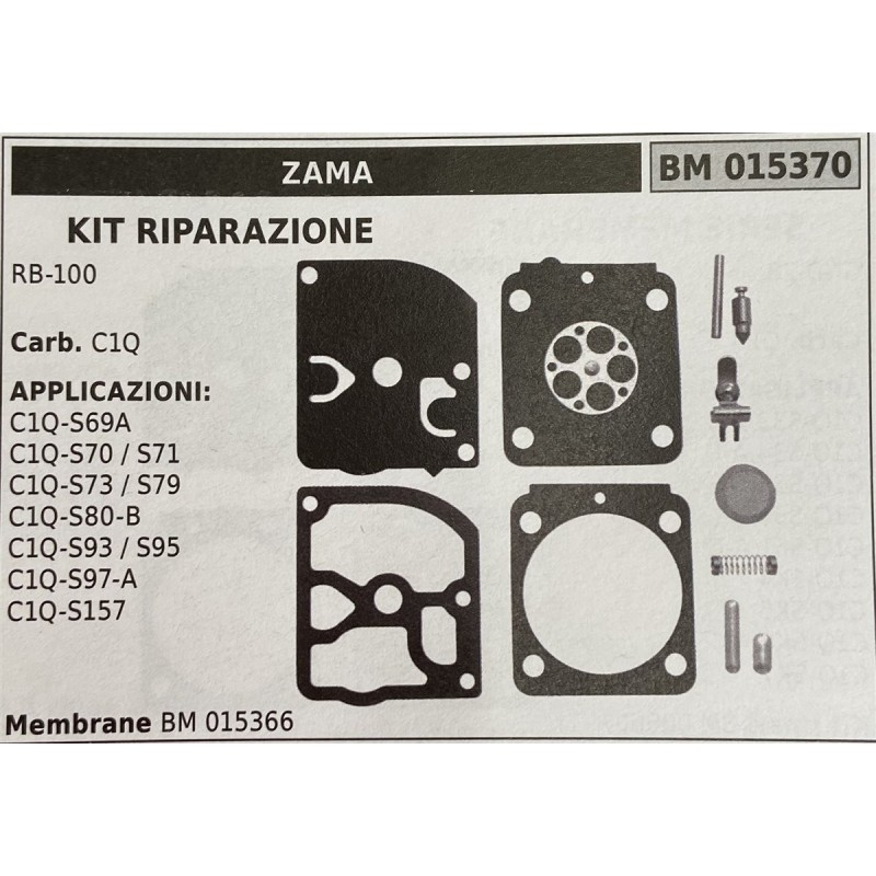 BRUMAR MEMBRANAKIT RIPARAZIONE ZAMA  KIT RIPARAZIONE RB100  Carb C1Q  APPLICAZIONI: C1QS69A C1QS70  S71 C1QS73  S79 C1QS80B C1Q