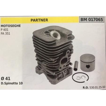 CILINDRO COMPLETO DI PISTONE E SEGMENTI BRUMAR  PARTNER MOTOSEGHE P 401 PA 351    Ø 41 DSpinotto 10