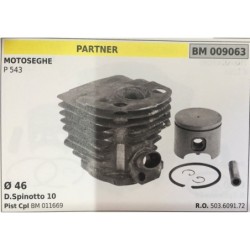 CILINDRO COMPLETO DI PISTONE E SEGMENTI BRUMAR  PARTNER MOTOSEGHE P 543    Ø 46 DSpinotto 10 Pist Cpl BM 011669