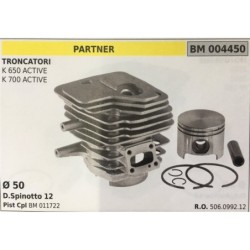 CILINDRO COMPLETO DI PISTONE E SEGMENTI BRUMAR  PARTNER TRONCATORI K 650 ACTIVE K 700 ACTIVE    Ø 50 DSpinotto 12 Pist Cpl BM 0