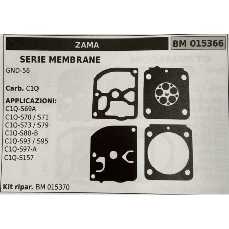 BRUMAR MEMBRANAKIT RIPARAZIONE ZAMA  SERIE MEMBRANE GND56  Carb C1Q  APPLICAZIONI: C1QS69A C1QS70  S71 C1QS73  S79 C1QS80B C1QS