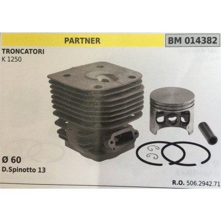 CILINDRO COMPLETO DI PISTONE E SEGMENTI BRUMAR  PARTNER TRONCATORI K 1250    Ø 60 DSpinotto 13