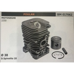 CILINDRO COMPLETO DI PISTONE E SEGMENTI BRUMAR  POULAN MOTOSEGHE 2250    Ø 38 DSpinotto 10