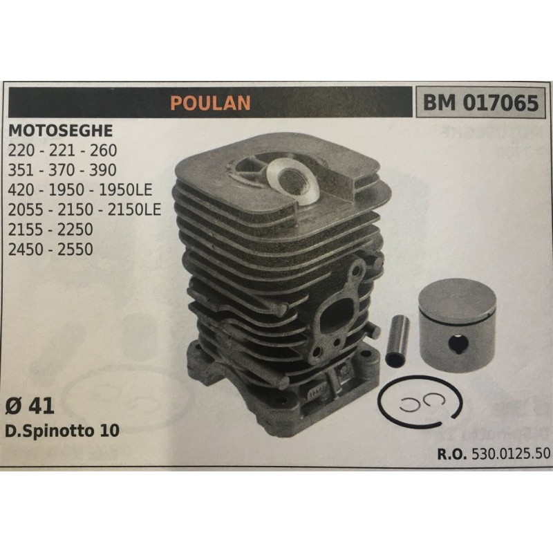 CILINDRO COMPLETO DI PISTONE E SEGMENTI BRUMAR  POULAN MOTOSEGHE 220  221  260 351  370  390 420  1950  1950LE 2055  2150  2150