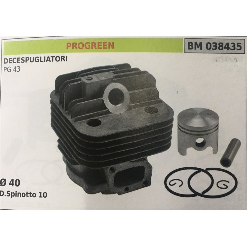 CILINDRO COMPLETO DI PISTONE E SEGMENTI BRUMAR  PROGREEN DECESPUGLIATORI PG 43    Ø 40 DSpinotto 10