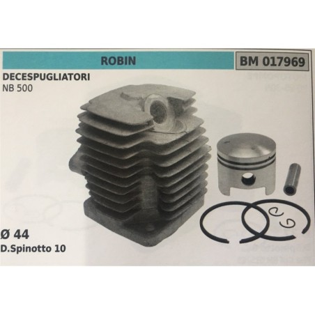 CILINDRO COMPLETO DI PISTONE E SEGMENTI BRUMAR  ROBIN DECESPUGLIATORI NB 500    Ø 44 DSpinotto 10