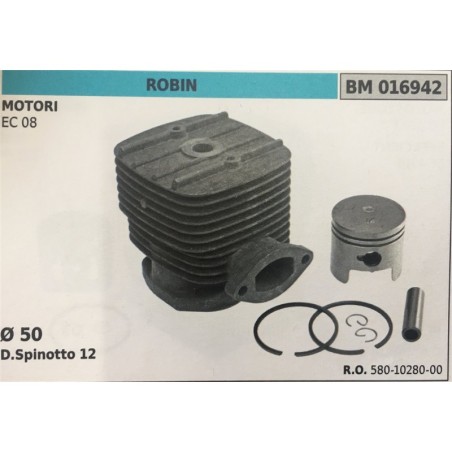 CILINDRO COMPLETO DI PISTONE E SEGMENTI BRUMAR  ROBIN MOTORI EC 08    Ø 50 DSpinotto 12