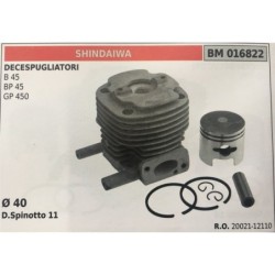 CILINDRO COMPLETO DI PISTONE E SEGMENTI BRUMAR  SHINDAIWA DECESPUGLIATORI B 45 BP 45 GP 450    Ø 40 DSpinotto 11
