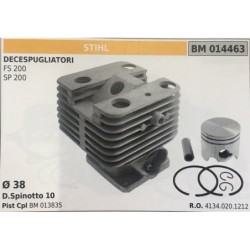 CILINDRO COMPLETO DI PISTONE E SEGMENTI BRUMAR  STIHL DECESPUGLIATORI FS 200 SP 200    Ø 38 DSpinotto 10 Pist Cpl BM 012073