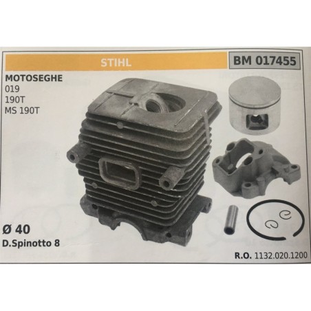 CILINDRO COMPLETO DI PISTONE E SEGMENTI BRUMAR STIHL MOTOSEGHE 019 190T MS 190T    Ø 40 D Spinotto 8